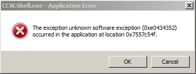 Window Application Error 0xc06d007e